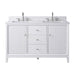 54" Double Sink Freestanding Bath Vanity Cabinet with White Engineered Marble Top - HomeBeyond