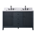 54" Double Sink Freestanding Bath Vanity Cabinet with White Engineered Marble Top - HomeBeyond