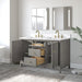 54" Double Sink Freestanding Bath Vanity Cabinet with White Engineered Marble Top - HomeBeyond