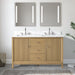 54" Double Sink Freestanding Bath Vanity Cabinet with White Engineered Marble Top - HomeBeyond