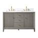 54" Double Sink Freestanding Bath Vanity Cabinet with White Engineered Marble Top - HomeBeyond