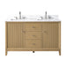 54" Double Sink Freestanding Bath Vanity Cabinet with White Engineered Marble Top - HomeBeyond