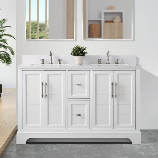 54" Double Sink Modern Bathroom Vanity Set with Countertop & Undermount Sinks – Large Storage Cabinet VA5054 - HomeBeyond