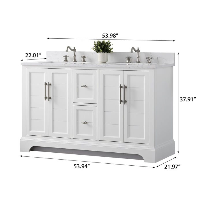 54" Double Sink Modern Bathroom Vanity Set with Countertop & Undermount Sinks – Large Storage Cabinet VA5054 - HomeBeyond