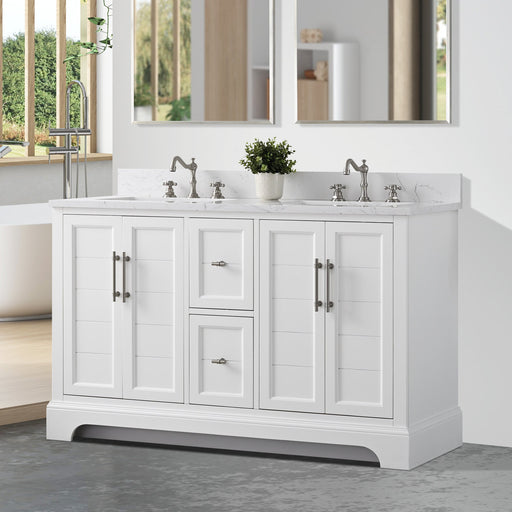 54" Double Sink Modern Bathroom Vanity Set with Countertop & Undermount Sinks – Large Storage Cabinet VA5054 - HomeBeyond