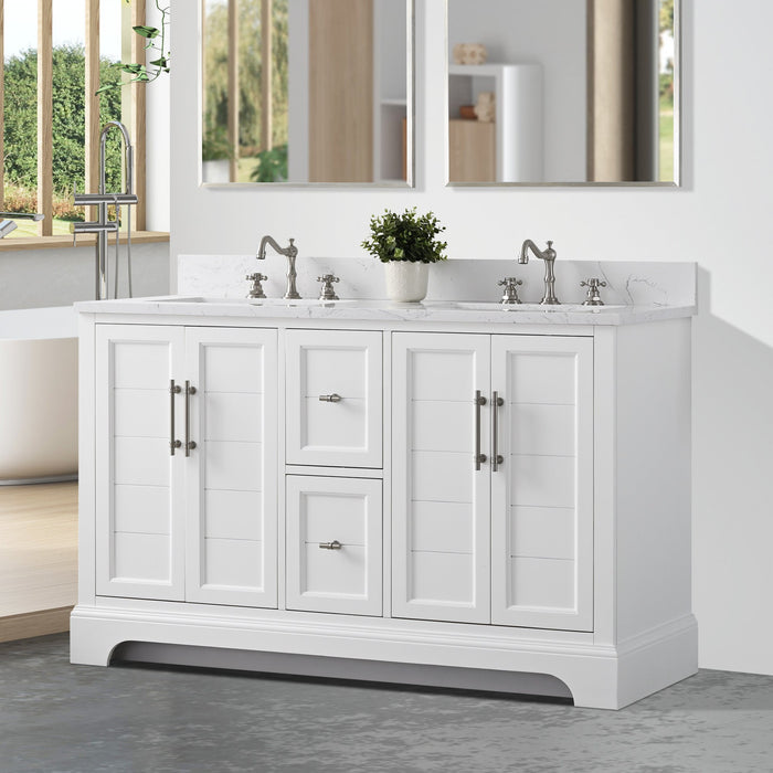 54" Double Sink Modern Bathroom Vanity Set with Countertop & Undermount Sinks – Large Storage Cabinet VA5054 - HomeBeyond