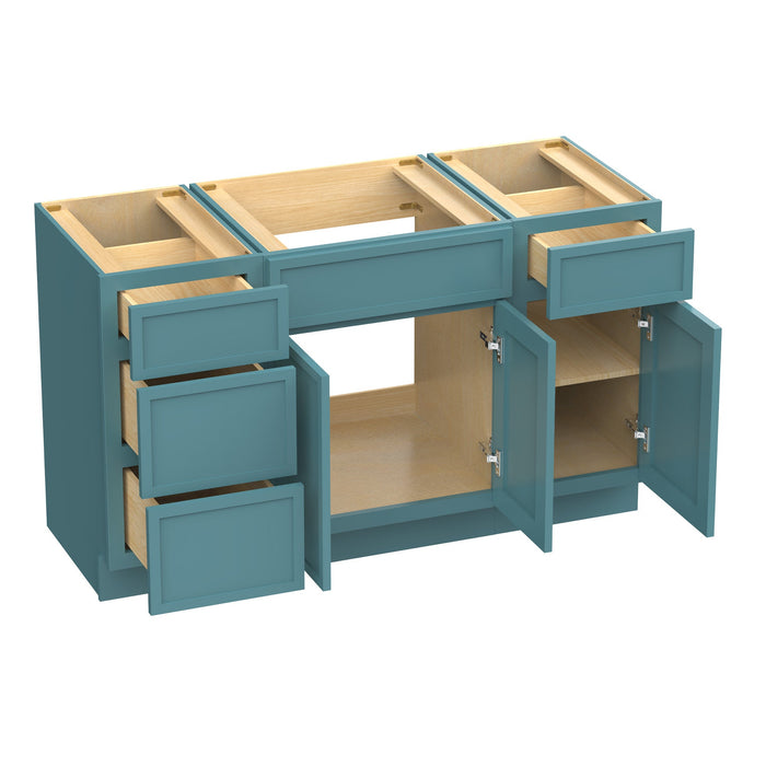 54" Modern Freestanding Birch & Plywood Bathroom Vanity Base Only – Shaker Style Storage Cabinet with 4 Drawers & 3 Soft-Closing Doors VA41153-24-151 - HomeBeyond