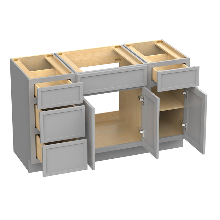 54" Modern Freestanding Birch & Plywood Bathroom Vanity Base Only – Shaker Style Storage Cabinet with 4 Drawers & 3 Soft-Closing Doors VA41153-24-151 - HomeBeyond