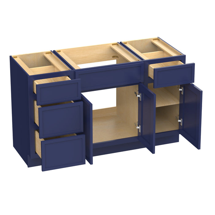 54" Modern Freestanding Birch & Plywood Bathroom Vanity Base Only – Shaker Style Storage Cabinet with 4 Drawers & 3 Soft-Closing Doors VA41153-24-151 - HomeBeyond