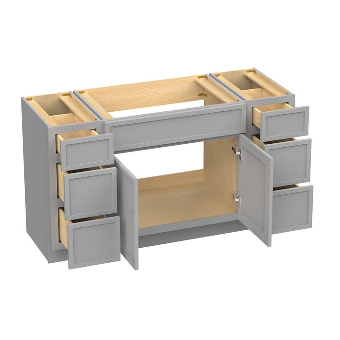 54" Modern Freestanding Birch & Plywood Bathroom Vanity Base Only – Shaker Style Storage Cabinet with 6 Drawers & 2 Soft-Closing Doors VA41123-30-123 - HomeBeyond