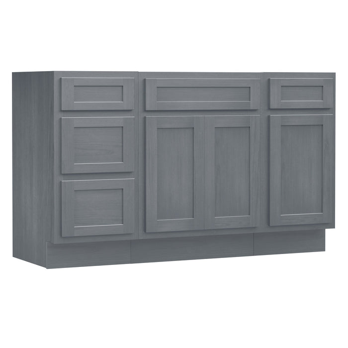 54" Modern Freestanding Plywood Bathroom Vanity Base Only – Shaker Style Storage Cabinet with 4 Drawers & 3 Doors VA40153-24-151 - HomeBeyond