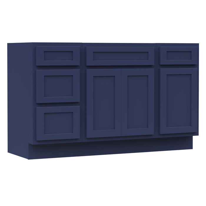 54" Modern Freestanding Plywood Bathroom Vanity Base Only – Shaker Style Storage Cabinet with 4 Drawers & 3 Doors VA40153-24-151 - HomeBeyond