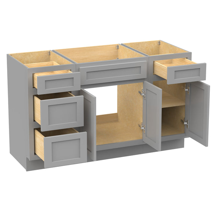 54" Modern Freestanding Plywood Bathroom Vanity Base Only – Shaker Style Storage Cabinet with 4 Drawers & 3 Doors VA40153-24-151 - HomeBeyond