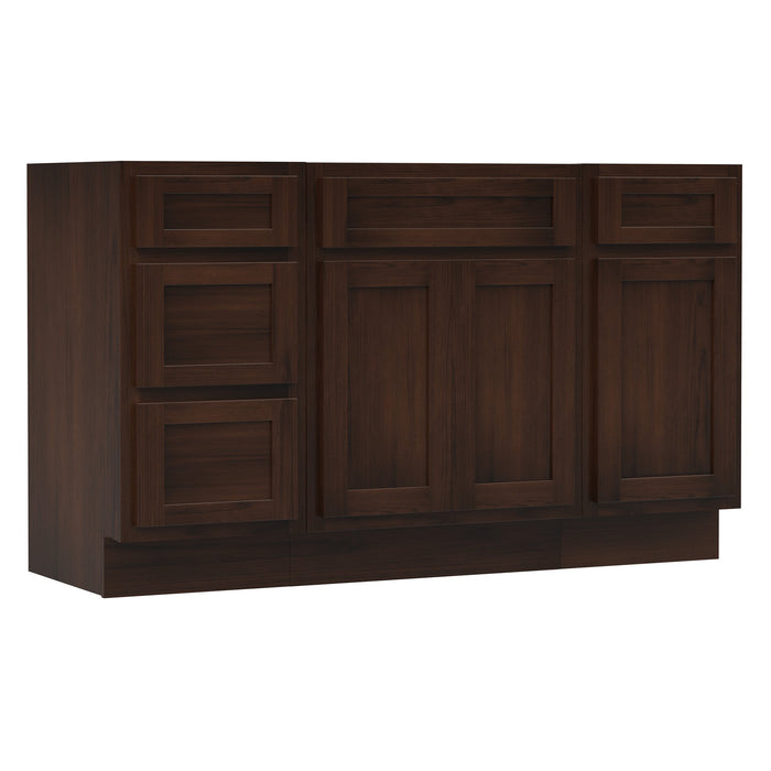 54" Modern Freestanding Plywood Bathroom Vanity Base Only – Shaker Style Storage Cabinet with 4 Drawers & 3 Doors VA40153-24-151 - HomeBeyond