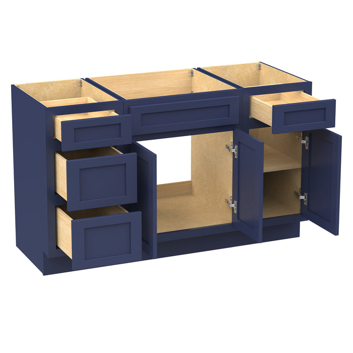 54" Modern Freestanding Plywood Bathroom Vanity Base Only – Shaker Style Storage Cabinet with 4 Drawers & 3 Doors VA40153-24-151 - HomeBeyond