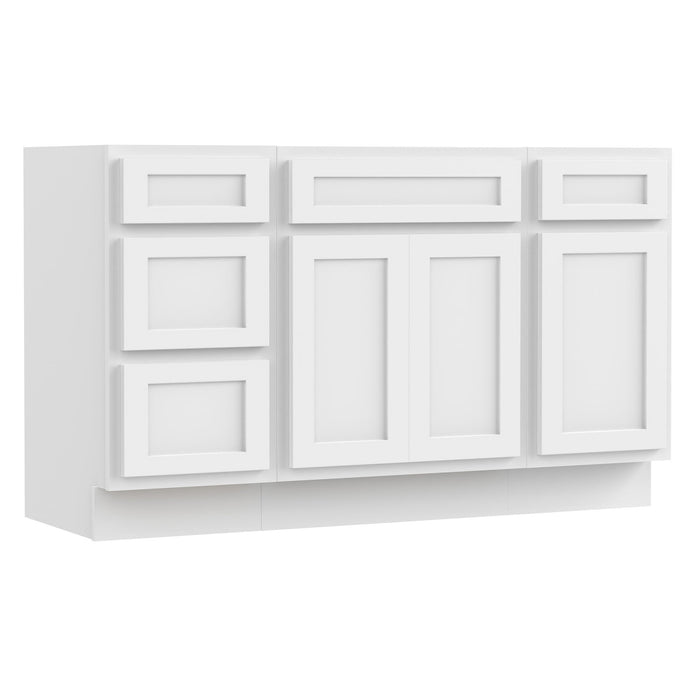 54" Modern Freestanding Plywood Bathroom Vanity Base Only – Shaker Style Storage Cabinet with 4 Drawers & 3 Doors VA40153-24-151 - HomeBeyond