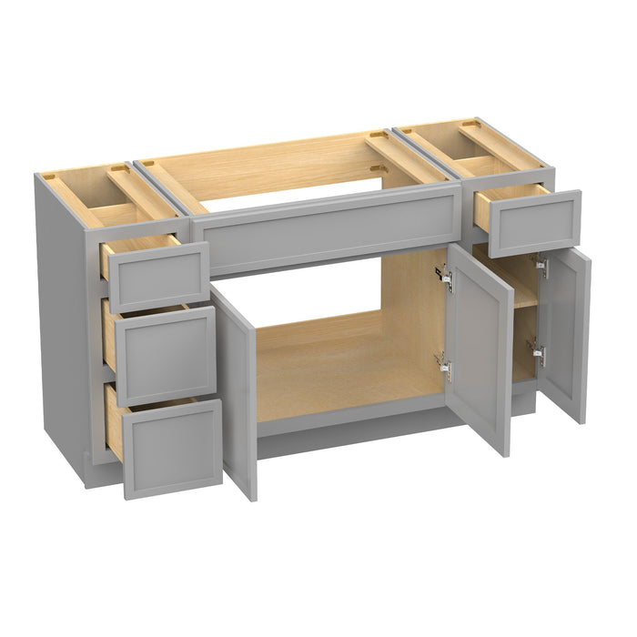 54" Modern Freestanding Plywood Bathroom Vanity Base Only – Shaker Style Storage Cabinet with 4 Drawers & 3 Doors VA41123-30-121 - HomeBeyond