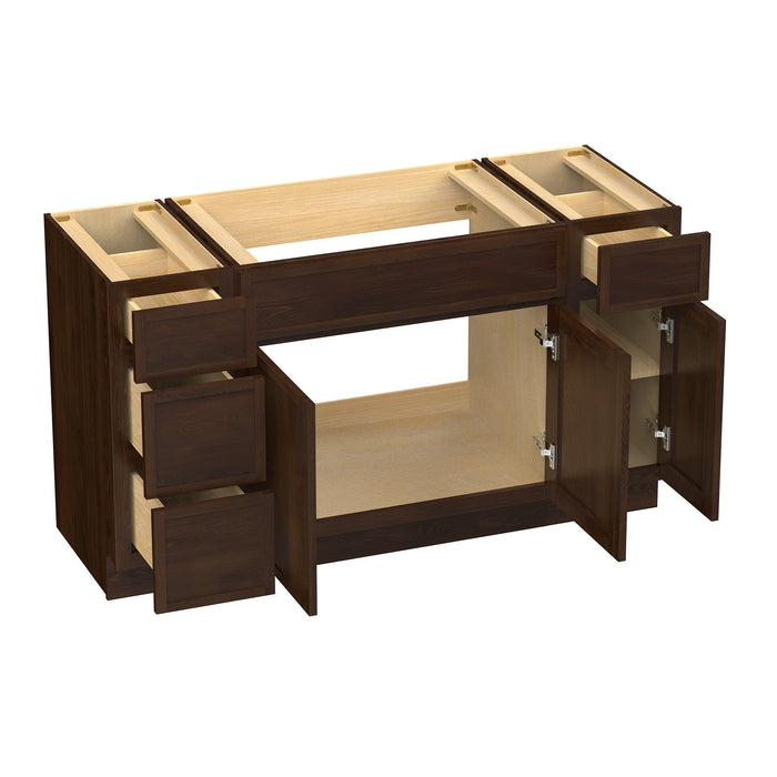 54" Modern Freestanding Plywood Bathroom Vanity Base Only – Shaker Style Storage Cabinet with 4 Drawers & 3 Doors VA41123-30-121 - HomeBeyond
