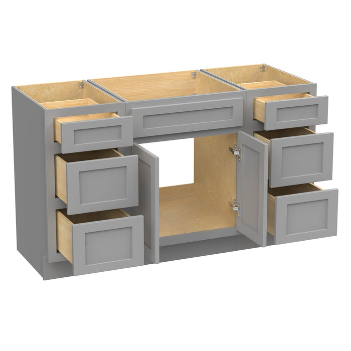 54" Modern Freestanding Plywood Bathroom Vanity Base Only – Shaker Style Storage Cabinet with 6 Drawers & 2 Doors VA153-24-153 - HomeBeyond