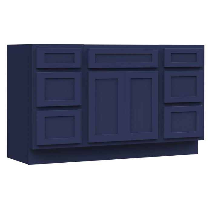54" Modern Freestanding Plywood Bathroom Vanity Base Only – Shaker Style Storage Cabinet with 6 Drawers & 2 Doors VA153-24-153 - HomeBeyond