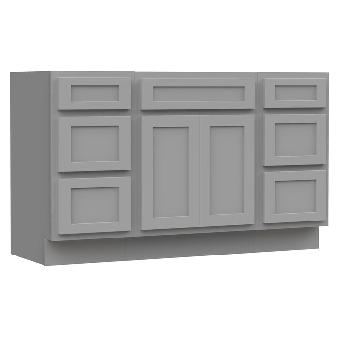 54" Modern Freestanding Plywood Bathroom Vanity Base Only – Shaker Style Storage Cabinet with 6 Drawers & 2 Doors VA153-24-153 - HomeBeyond