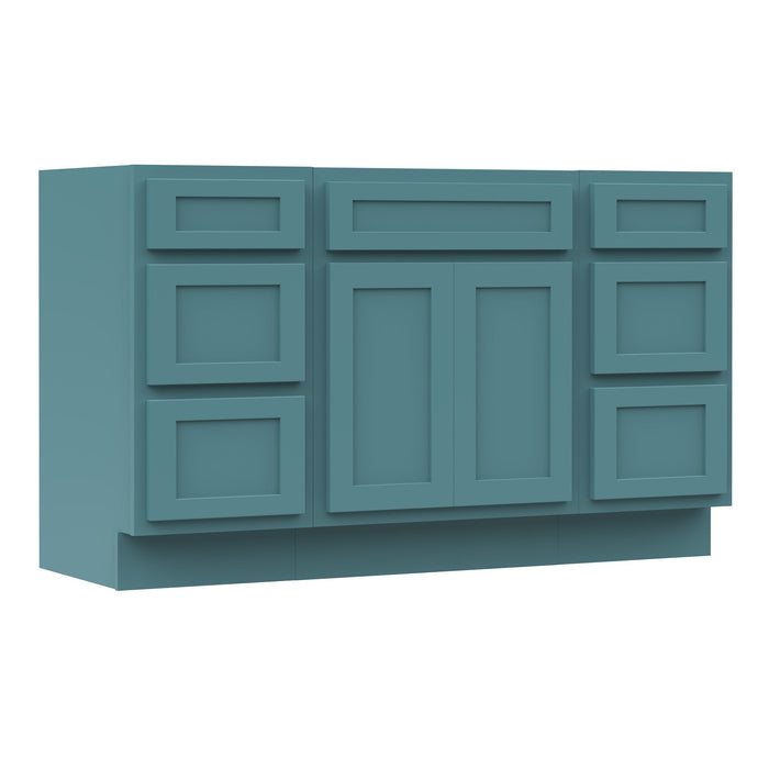 54" Modern Freestanding Plywood Bathroom Vanity Base Only – Shaker Style Storage Cabinet with 6 Drawers & 2 Doors VA153-24-153 - HomeBeyond