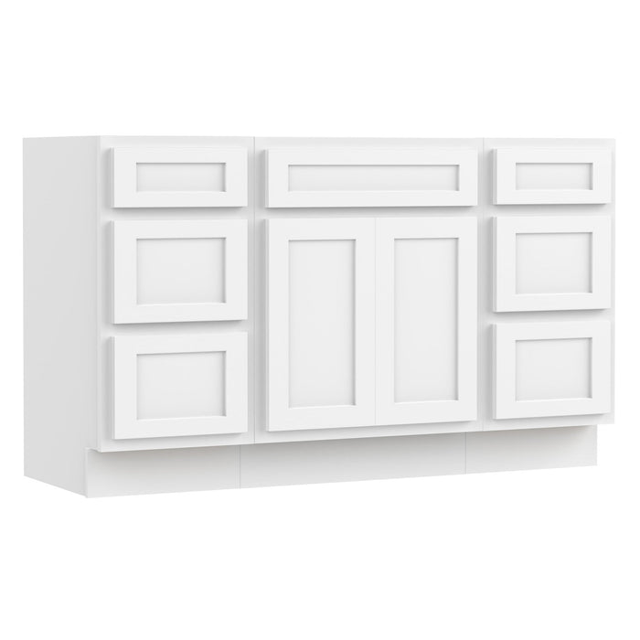 54" Modern Freestanding Plywood Bathroom Vanity Base Only – Shaker Style Storage Cabinet with 6 Drawers & 2 Doors VA153-24-153 - HomeBeyond