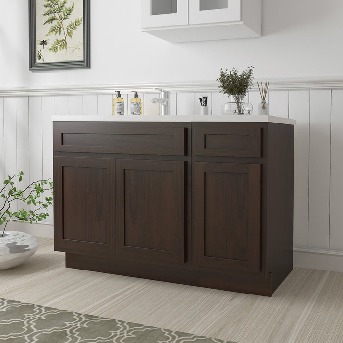 54" Oak Bathroom Vanity Cabinet without Top - 1 Drawer & 3 Doors - HomeBeyond