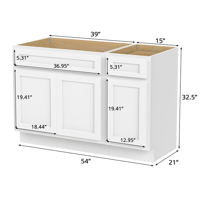 54" Oak Bathroom Vanity Cabinet without Top - 1 Drawer & 3 Doors - HomeBeyond