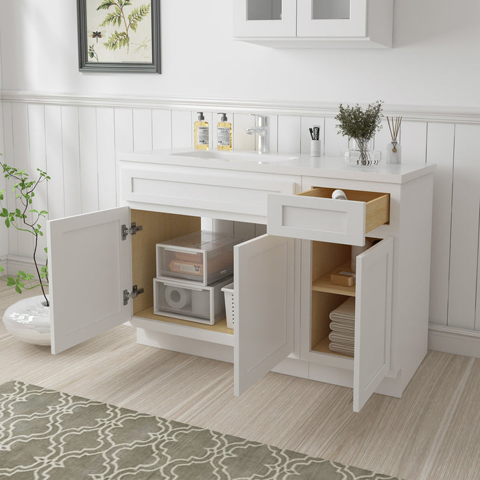 54" Oak Bathroom Vanity Cabinet without Top - 1 Drawer & 3 Doors - HomeBeyond