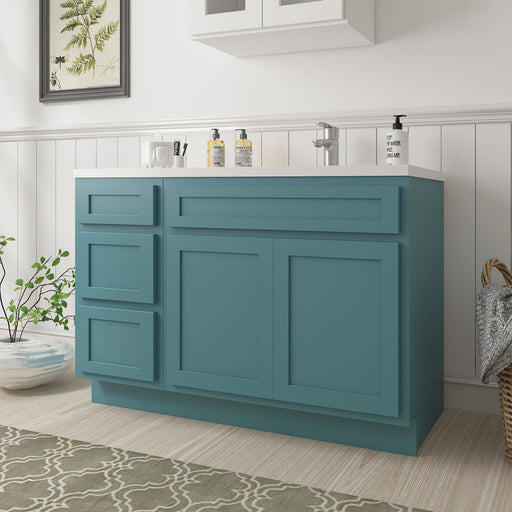 54" Oak Bathroom Vanity Cabinet without Top - 3 Drawers & 2 Doors - HomeBeyond