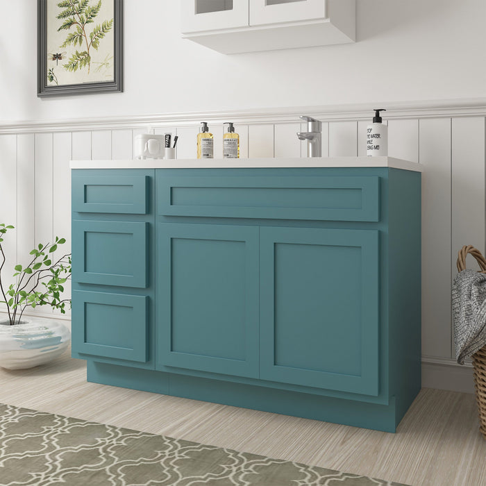 54" Oak Bathroom Vanity Cabinet without Top - 3 Drawers & 2 Doors - HomeBeyond