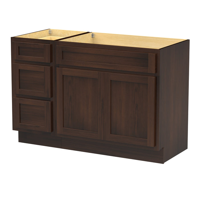 54" Oak Bathroom Vanity Cabinet without Top - 3 Drawers & 2 Doors - HomeBeyond