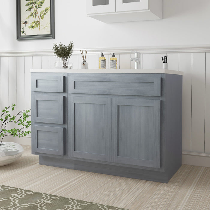 54" Oak Bathroom Vanity Cabinet without Top - 3 Drawers & 2 Doors - HomeBeyond