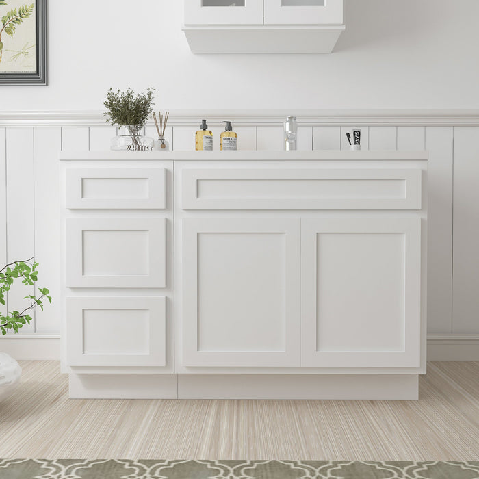 54" Oak Bathroom Vanity Cabinet without Top - 3 Drawers & 2 Doors - HomeBeyond