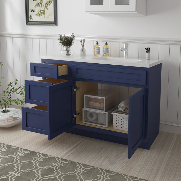 54" Oak Bathroom Vanity Cabinet without Top - 3 Drawers & 2 Doors - HomeBeyond