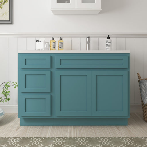 54" Oak Bathroom Vanity Cabinet without Top - 3 Drawers & 2 Doors - HomeBeyond