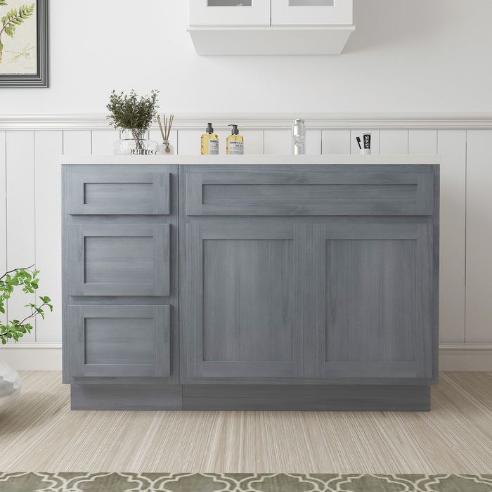 54" Oak Bathroom Vanity Cabinet without Top - 3 Drawers & 2 Doors - HomeBeyond