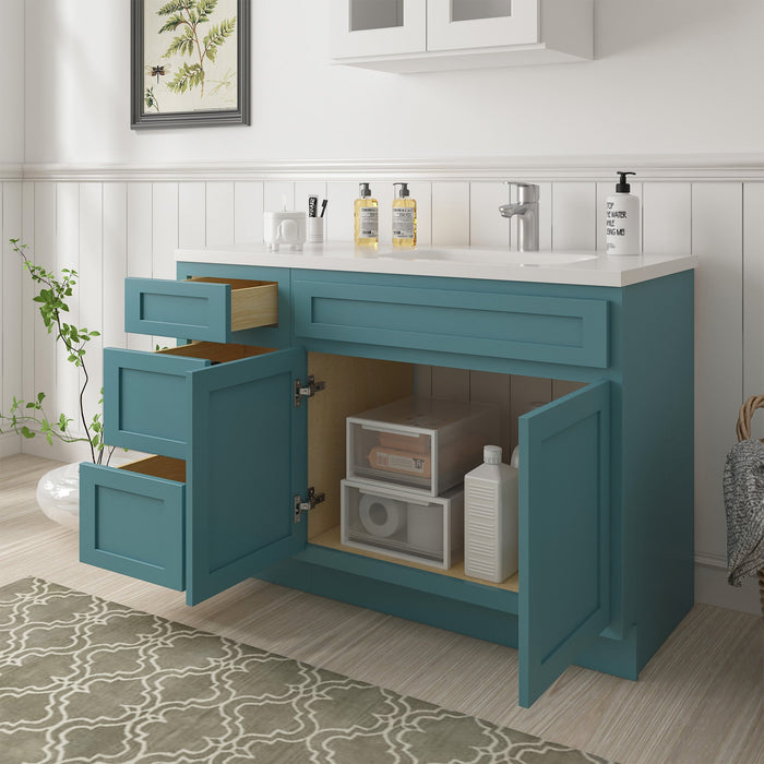 54" Oak Bathroom Vanity Cabinet without Top - 3 Drawers & 2 Doors - HomeBeyond