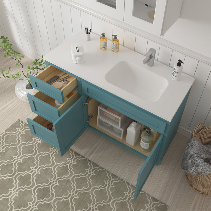 54" Oak Bathroom Vanity Cabinet without Top - 3 Drawers & 2 Doors - HomeBeyond