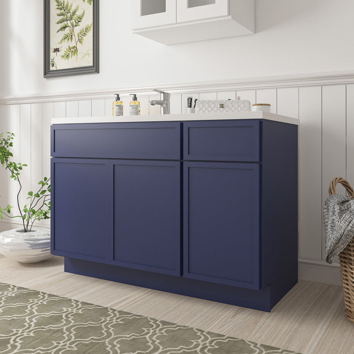 54" Plywood Bathroom Vanity Cabinet without Top - 1 Drawer & 3 Doors - HomeBeyond