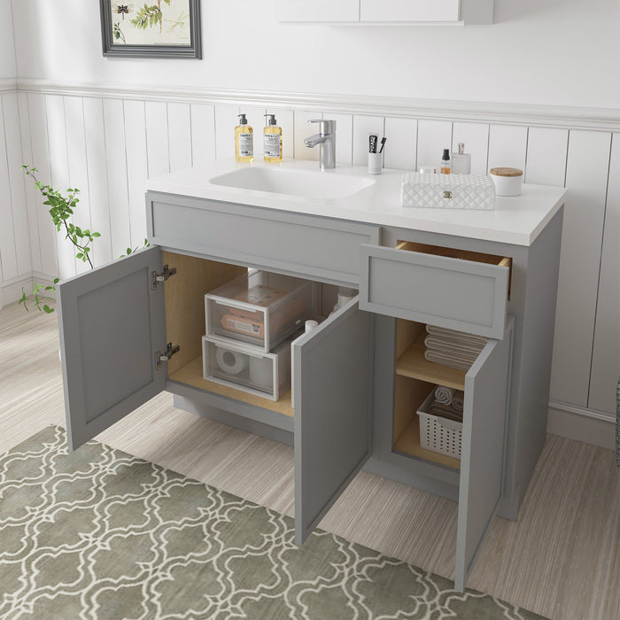 54" Plywood Bathroom Vanity Cabinet without Top - 1 Drawer & 3 Doors - HomeBeyond