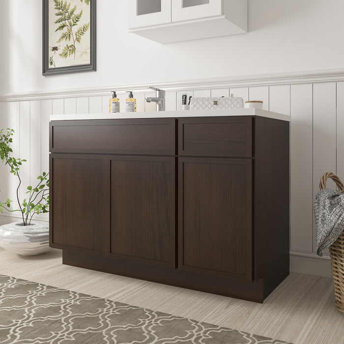 54" Plywood Bathroom Vanity Cabinet without Top - 1 Drawer & 3 Doors - HomeBeyond