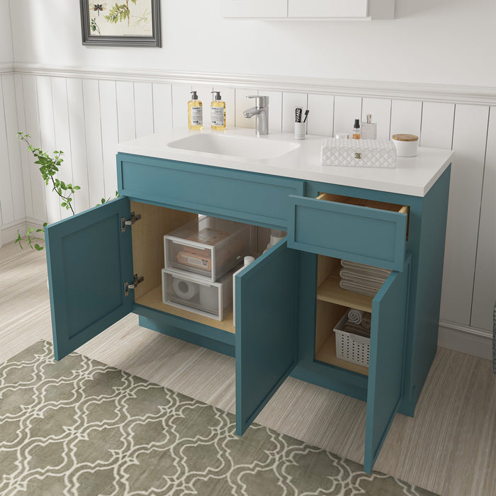 54" Plywood Bathroom Vanity Cabinet without Top - 1 Drawer & 3 Doors - HomeBeyond