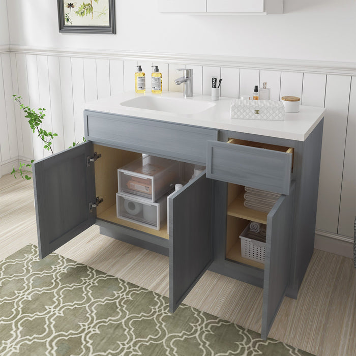 54" Plywood Bathroom Vanity Cabinet without Top - 1 Drawer & 3 Doors - HomeBeyond