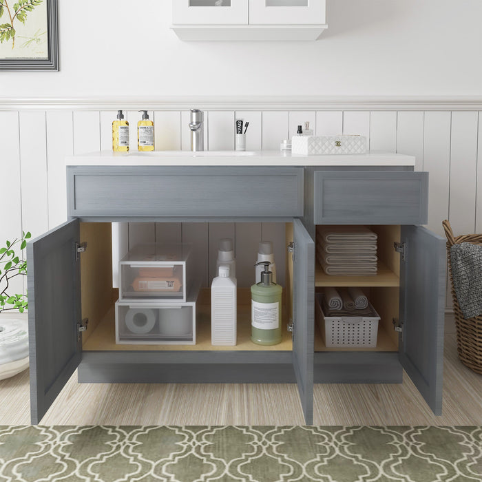 54" Plywood Bathroom Vanity Cabinet without Top - 1 Drawer & 3 Doors - HomeBeyond