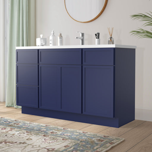 54" Plywood Bathroom Vanity Cabinet without Top - 4 Drawers & 3 Doors - HomeBeyond