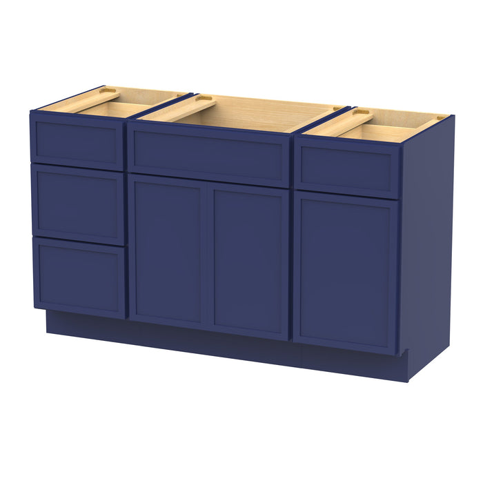54" Plywood Bathroom Vanity Cabinet without Top - 4 Drawers & 3 Doors - HomeBeyond