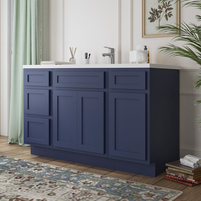 54" Plywood Bathroom Vanity Cabinet without Top - 4 Drawers & 3 Doors - HomeBeyond