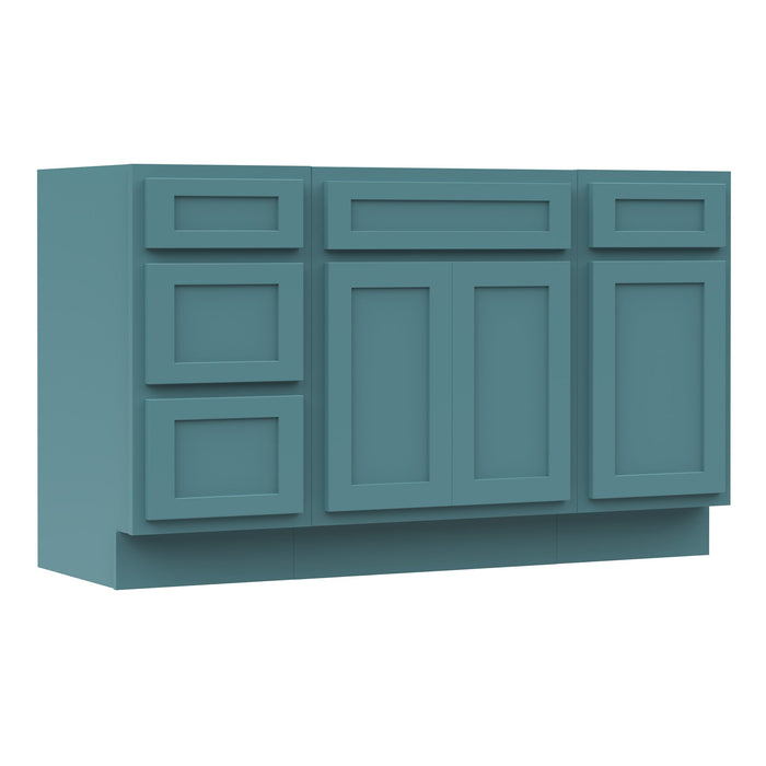 54" Plywood Bathroom Vanity Cabinet without Top - 4 Drawers & 3 Doors - HomeBeyond